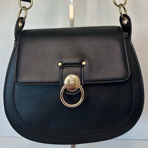 Badgley Mischka Black Saddle Shoulder Bag